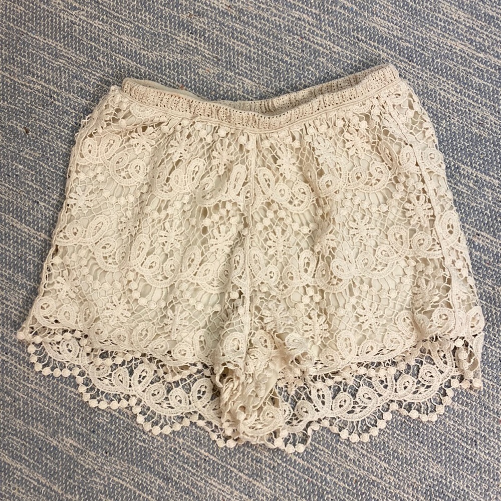 offwhite/cream high waist lace shorts